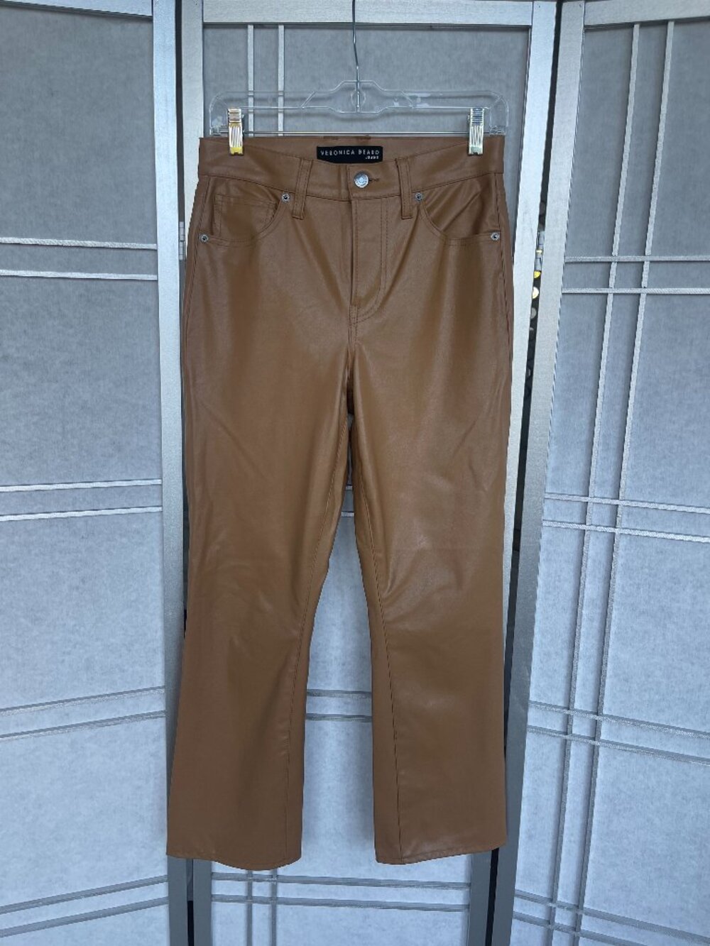 NWOT Veronica Beard Camel Faux Leather Carolyn Baby Boot High Rise Jeans sz 27/4